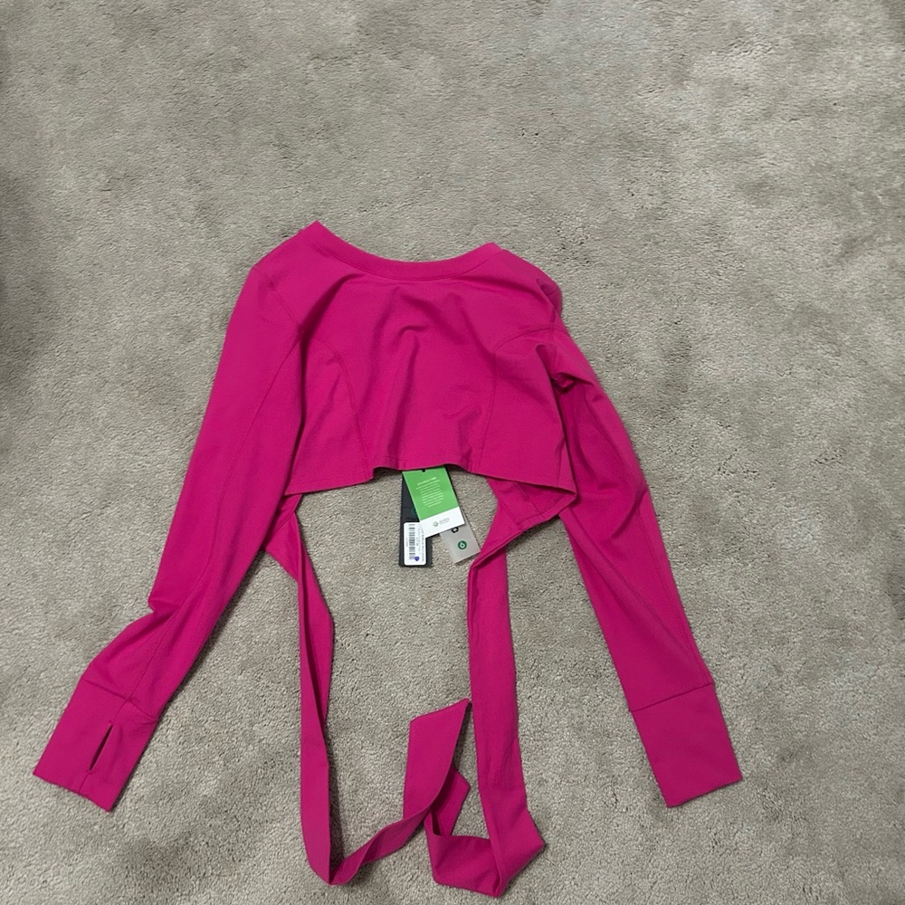 Vibrant Pink Long Sleeve Crop Top